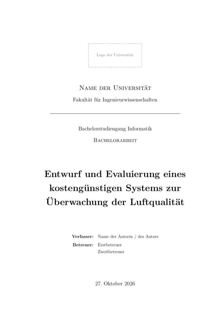 Erste Seite der LaTeX-Vorlage Bachelorarbeit