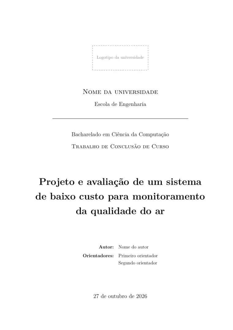 Primeira página do modelo LaTeX TCC